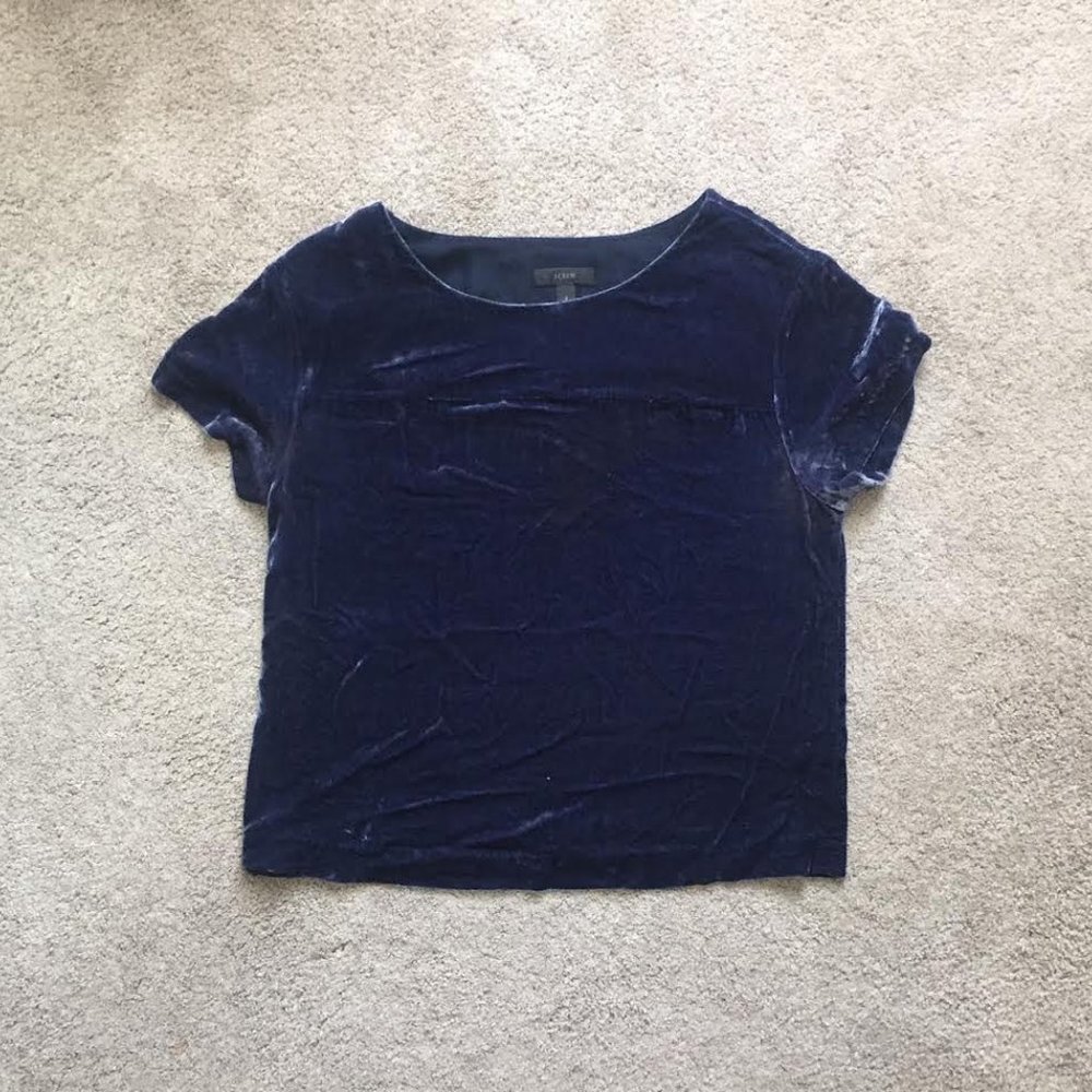 J. Crew Blue Crushed Velvet Shirt - Size 2